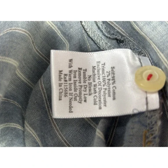 Johnny Was Workshop Shirt Dress XS Stripe Embroidered Floral Boho - Picture 10 of 11